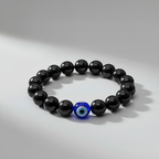 Black Tourmaline With Evil Eye Bracelet